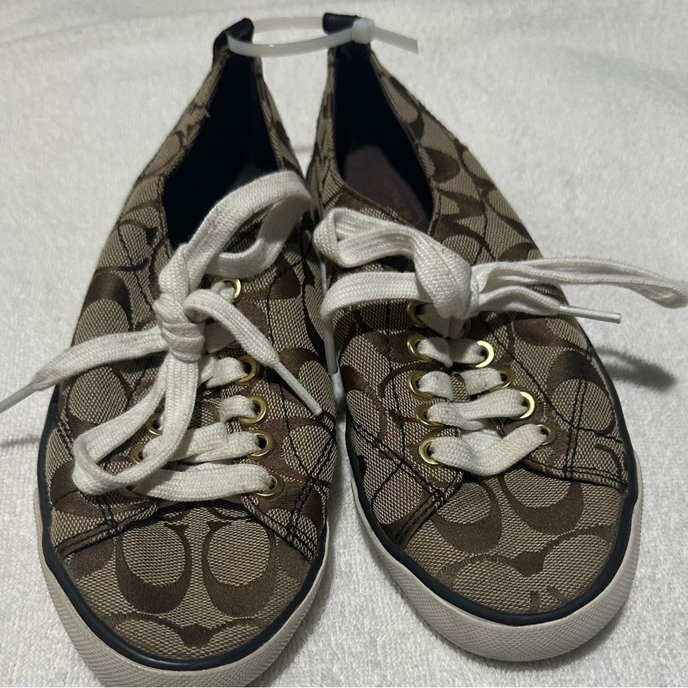 Coach Gold And Brown Sneakers Size 5 1/2B